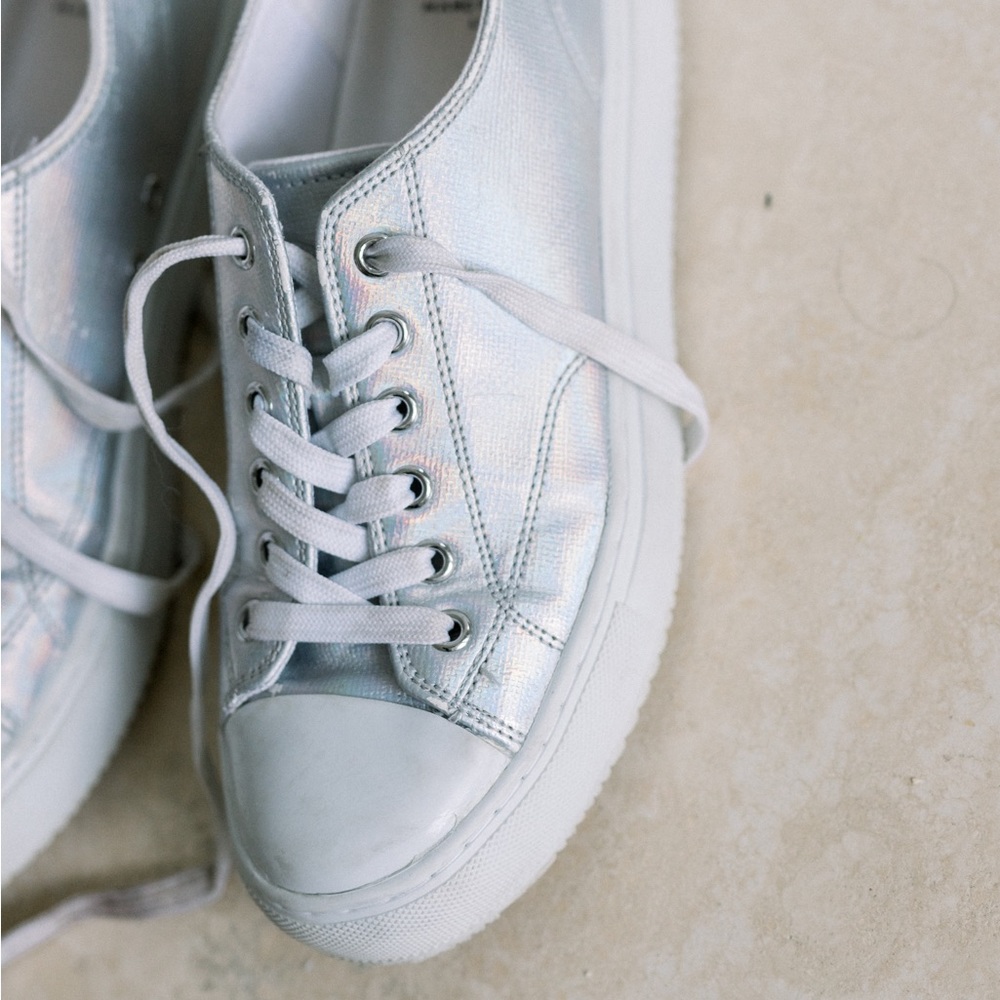 Marc Fisher Silver Sneakers; very trendy
